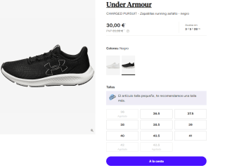 Zapatillas de Mujer Under Armour CHARGED PURSUIT por 30€