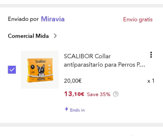 SCALIBOR Collar antiparasitario para Perros Pequeños y Medianos por 13,10€.