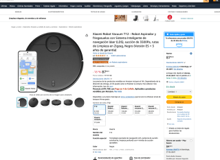 Xiaomi Robot Vacuum T12 Robot Aspirador y friegasuelos inteligente a solo 87,90€