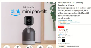 Mini Pan-Tilt Camera - Mobiele Plug-in Beveiligingscamera voor €31,49 bij Amazon