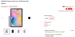 Samsung Galaxy Tab S6 Lite (2022) Wi-Fi 128GB Grijs voor €249 bij de Mediamarkt