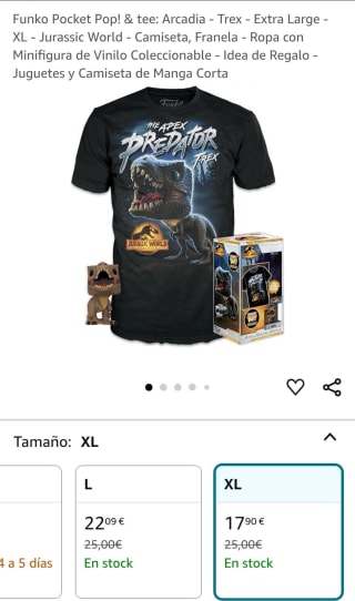 Funko Pocket Pop! & tee: Arcadia - Trex - Extra Large - XL - Jurassic World por 17,90€
