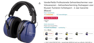 Vanderfields Professionele Gehoorbeschermer voor €12,74 bij Amazon NL