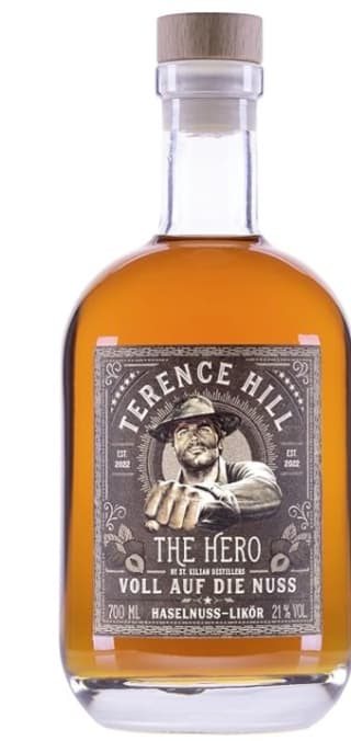 Terence Hill THE HERO Voll Auf Die Nuss Haselnuss Likör 21% Vol. 0,7l por 18,74€