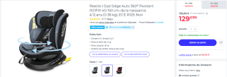 Siège Auto Reecle i-Size - 360° Pivotant ISOFIX, 40-150 cm à 129,99€