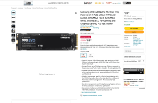 SAMSUNG 990 EVO 1 TB hasta 5.000 MB/s PCIe 4x4/5x2 NVMe2 por 69,99€