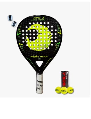 Pala de pádel Middle Moon ATILA CARBON 12k + 1 Bote de pelotas + 2 Overgrips por 78.62€ (Cuenta Nueva 68.62€)