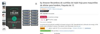 by Amazon 12 Recambios de cuchillas de triple hoja por 8,09€