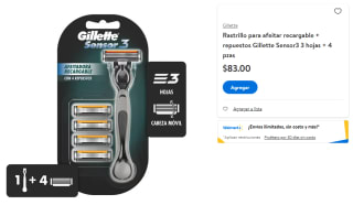 Rastrillo para Afeitar Recargable + Repuestos + 4 pzas por $83 en Walmart