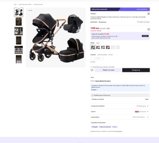 Cochecito de Bebé Plegable YAZOCO con marco de Aluminio 3 en 1 por 149,04€ (Nuevos usuarios 137,04€)