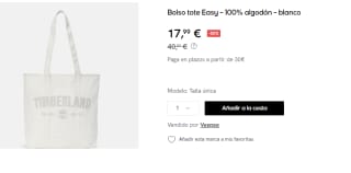 Bolso tote Timberland Easy por 17.99€