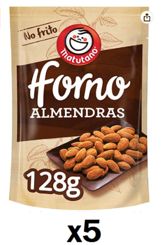 Pack 5 Matutano Almendras tostadas al horno bolsa 128 g por 12.9€