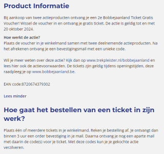 Gratis 2e Bobbejaanland ticket bij aankoop van 2 actieproducten bij Trekpleister