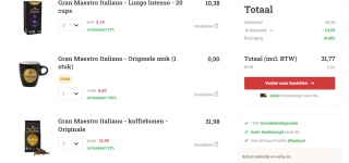 3+1 gratis op Gran Maestro Italiano koffies +2 gratis mokken dmv de code bij Koffievoordeelshop