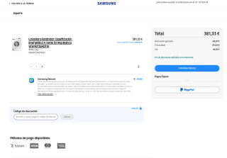 SAMSUNG Lavadora Estándar Clasificación Energética A Serie 53 9kg Blanco WW90T534DTW por 381,33€