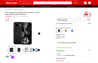 Móvil Google Pixel 8a Obsidiana 128GB 8GB RAM 6.1" OLED Google Tensor G3 4492 mA Android por solo 399€
