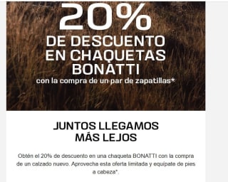 -20% dto en chaquetas Bonati por la comra de un par de zapatillas
