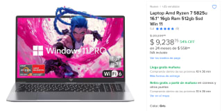 Laptop AMD Ryzen 7 5825U 16.1'' 16GB 512GB SSD por $9,239 | Mercado Libre