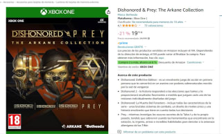 juego Dishonored & Prey: The Arkane Collection para xbox one por 19,75€