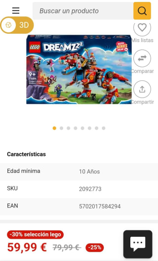 Lego Dreamzzz Dinosaurio Robot C-Rex de Cooper por 59,99€.