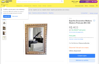Espelho Decorativo com Moldura em Madeira - R$ 403
