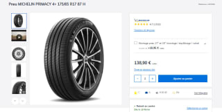 Pneu MICHELIN PRIMACY 4+ 175/65 R17 87 H à 138,90€