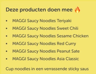 Probeer Maggi Saucy Noodles na cashback via Tikkie