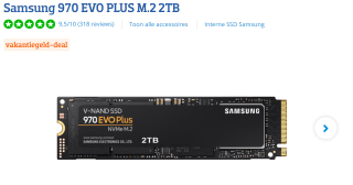Samsung 970 EVO PLUS M.2 2TB voor €99 bij Cool Blue