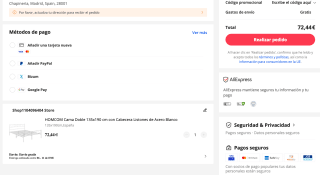 Cama Doble 135x190 cm con Cabecera Listones de Acero Blanco por solo 72,44€