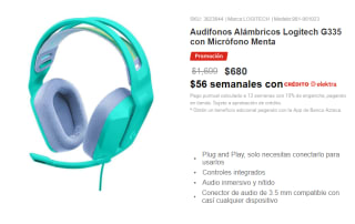 Audífonos Logitech G335 por $680 en Elektra