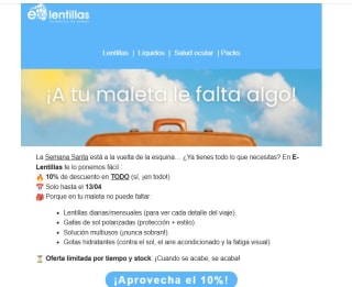 10% de descuento en E lentillas