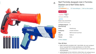 NERF Fortnite Dual Pack met 2 Fortnite-blasters en 6 Nerf Elite-darts voor €15,19 met Amazon Prime