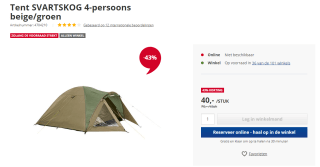 Svartskog 4-persoonstent beige/groen voor €40