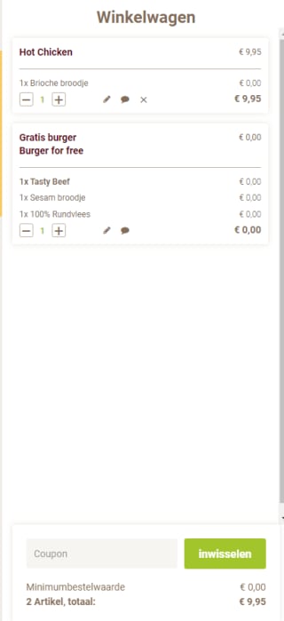 Gratis burger bij aankoop van minstens €9,95 bij Burgerme