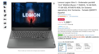 Lenovo Legion Slim 5 Ryzen 7 7840HS, 16 GB RAM, 1T GB SSD, RTX4070-8GB por 1.299€
