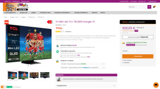 TV Mini LED TCL 75C805 Google TV por 900€