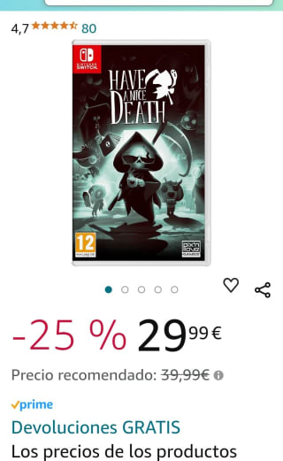 Hace a Nice Death Nintendo Switch por 29,99€.