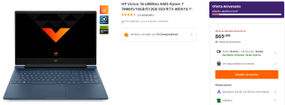 Ordenador Portatil HP Victus 16-s0005ns AMD Ryzen 7 7840HS/16GB/512GB SSD/RTX 4050/16.1" por 869€