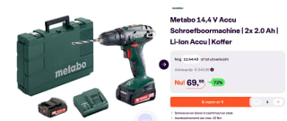 Metabo BS 14.4 14,4V Li-Ion accu schroef-/boormachine set voor €69,95 bij Ibood