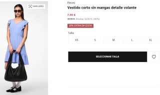 Vestido corto sin mangas detalle volante Pieces por 6.39€