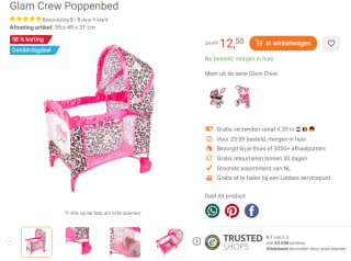 Glam Crew Poppenbed voor €12,50 bij Lobbes