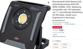 Brennenstuhl Mobiele LED-spot Bouwlamp Hybrid Multi Battery 6050 MH 6200lm (IP65) voor €109,40 bij Amazon.nl