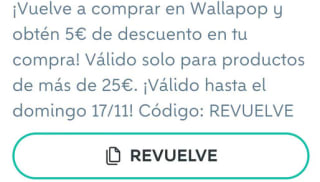 Cupón 5€ Descuento HOY compra de 25€ en Wallapop (Cuentas seleccionadas)