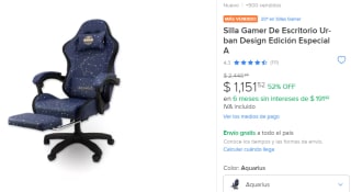 Silla Gamer Urban Design Edición A por $1,152 en Mercado Libre