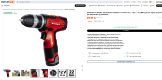 Taladro Einhell TH-CD destornillador inalámbrico a batería 12 Li 12V 1.3 A, 22 Nm parada rápida 20 pasos por solo 29,99€