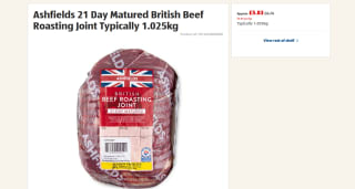 Ashfields 21-Day Matured British Beef Roasting Joint (Typically 1.025kg) – £5.83