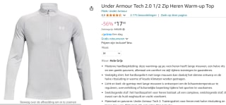 Under Armour Tech 2.0 Half-Zip Longsleeve Heren voor €17,50 bij Amazon