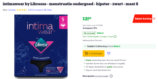Intimawear by Libresse - Menstruatie ondergoed - Hipster - Zwart voor €12,10 bij Bol.com