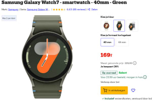 Samsung Galaxy Watch7 - 40mm - Groen voor €169 bij Bol.