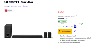 LG DS80TR - Soundbar voor €499 bij Bol